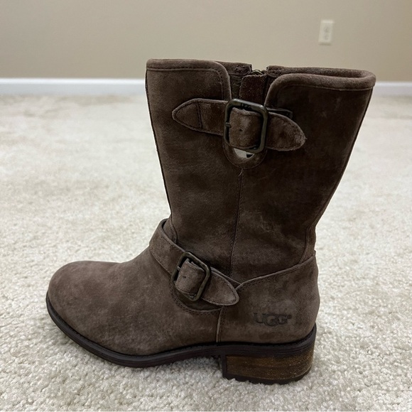 UGG Chaney Brown Boots Lined Buckles Moto Water Resistant WM Size 5.5 (1006042), - Picture 11 of 16